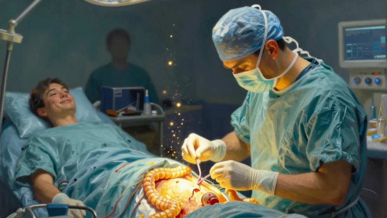 Cirugía de EII: Resección, Ostomía y Cuidado Postoperatorio