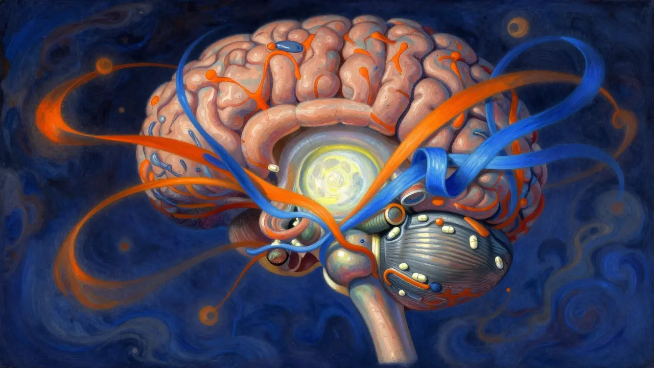 Representación simbólica del bloqueo químico de la melatonina en el cerebro